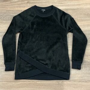 Kinesis Black Crewneck sweatshirt, faux wrap front, size  XS